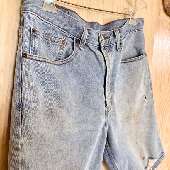 Vintage 34" Levis 505 Distressed Long Denim Jean Shorts. 80s 90s Y2K 2000s 00s. - Picture 10 of 11